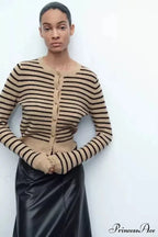 Vintage Banded Printed Circular Neck Cardigan