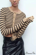 Vintage Banded Printed Circular Neck Cardigan