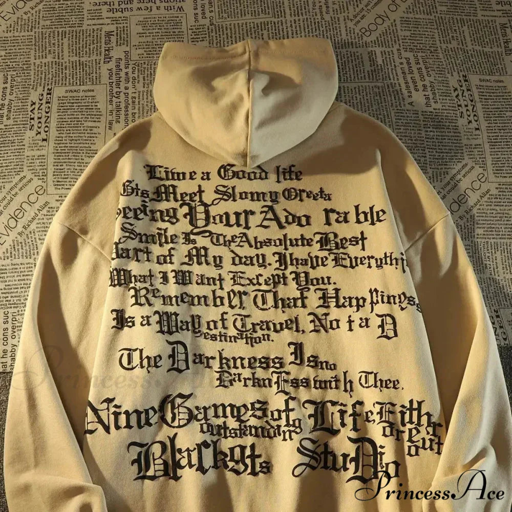 Vintage Big Size Gothic Print Hoodie