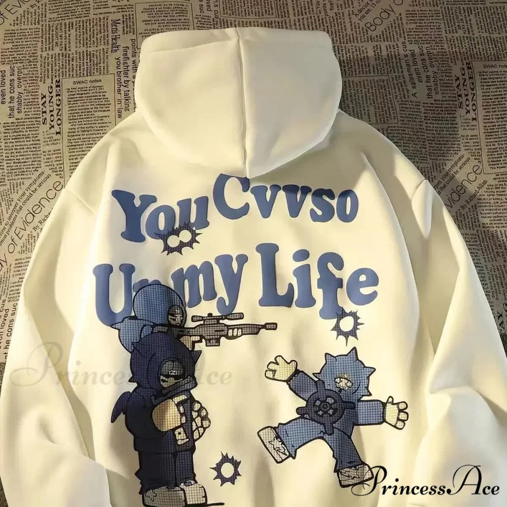 Vintage Big Size Gothic Print Hoodie