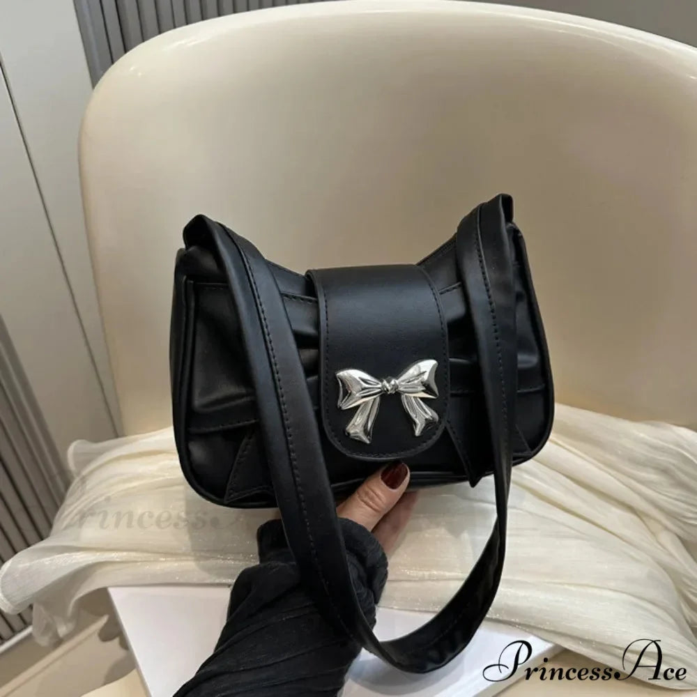 Vintage Bow Faux Leather Professional Shoulder Purse