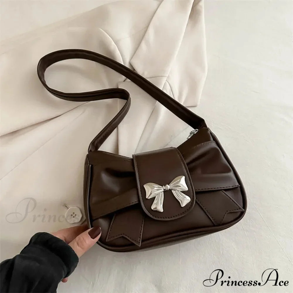 Vintage Bow Faux Leather Professional Shoulder Purse