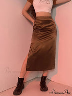 Vintage Brown High Waist Skirt