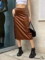 Vintage Brown High Waist Skirt