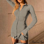 Vintage Button Bell Sleeve Slit Tight Party Dress