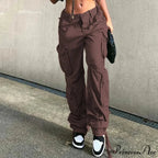 Vintage Cargo Baggy Streetwear Pockets Wide Leg Low Waist Casual Loose Y2k Denim Jean