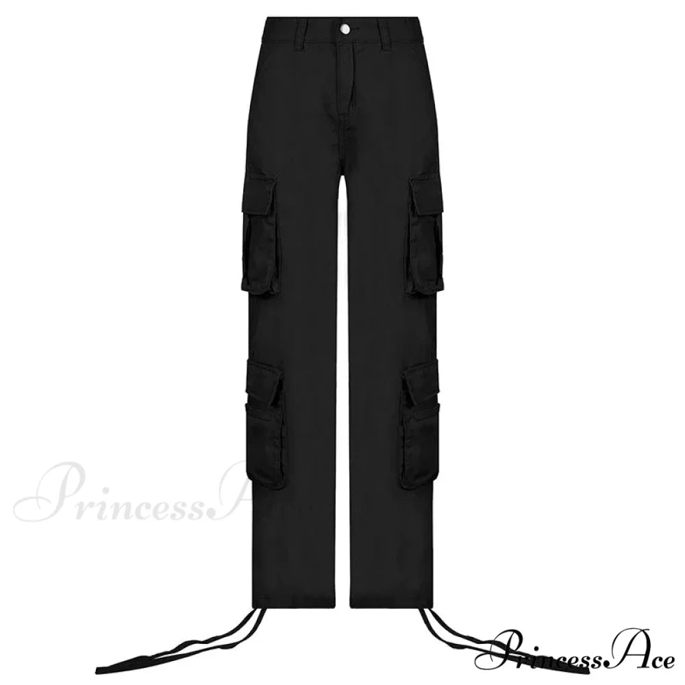 Vintage Cargo Baggy Streetwear Pockets Wide Leg Low Waist Casual Loose Y2k Denim Jean