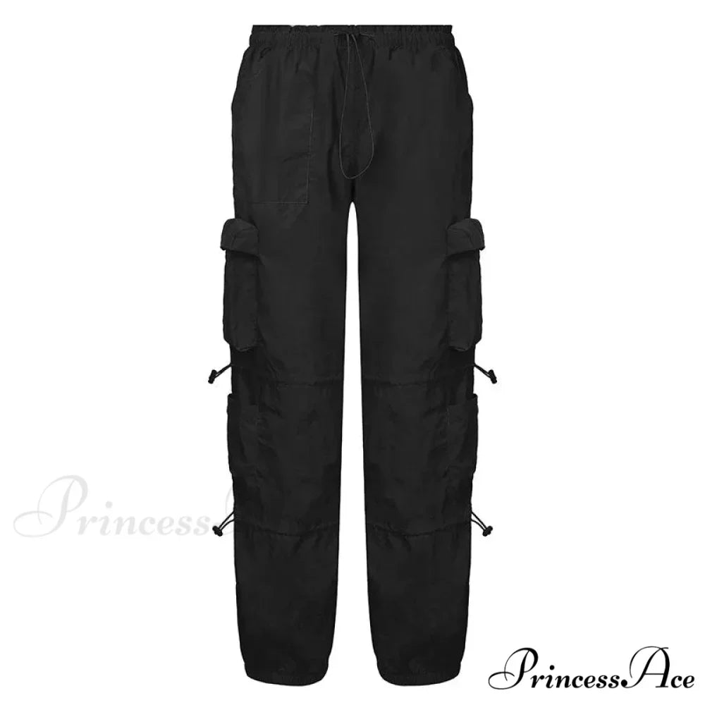 Vintage Cargo Baggy Streetwear Pockets Wide Leg Low Waist Casual Loose Y2k Denim Jean