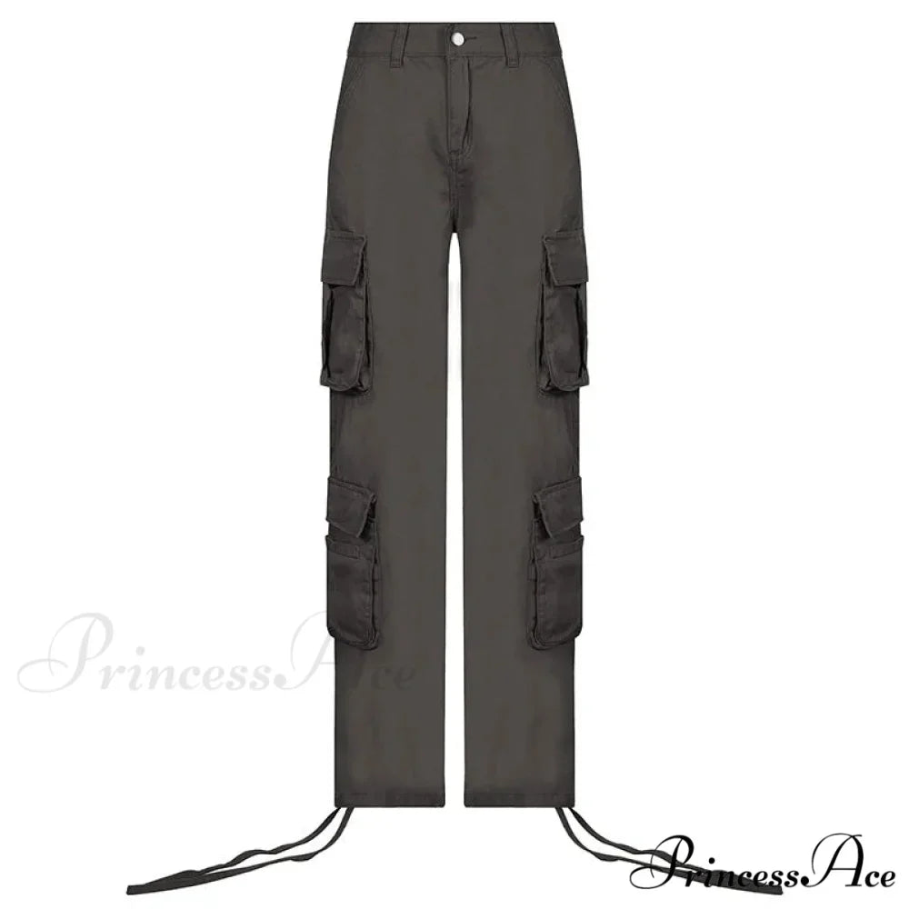 Vintage Cargo Baggy Streetwear Pockets Wide Leg Low Waist Casual Loose Y2k Denim Jean