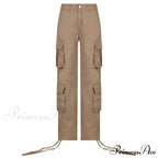 Vintage Cargo Baggy Streetwear Pockets Wide Leg Low Waist Casual Loose Y2k Denim Jean