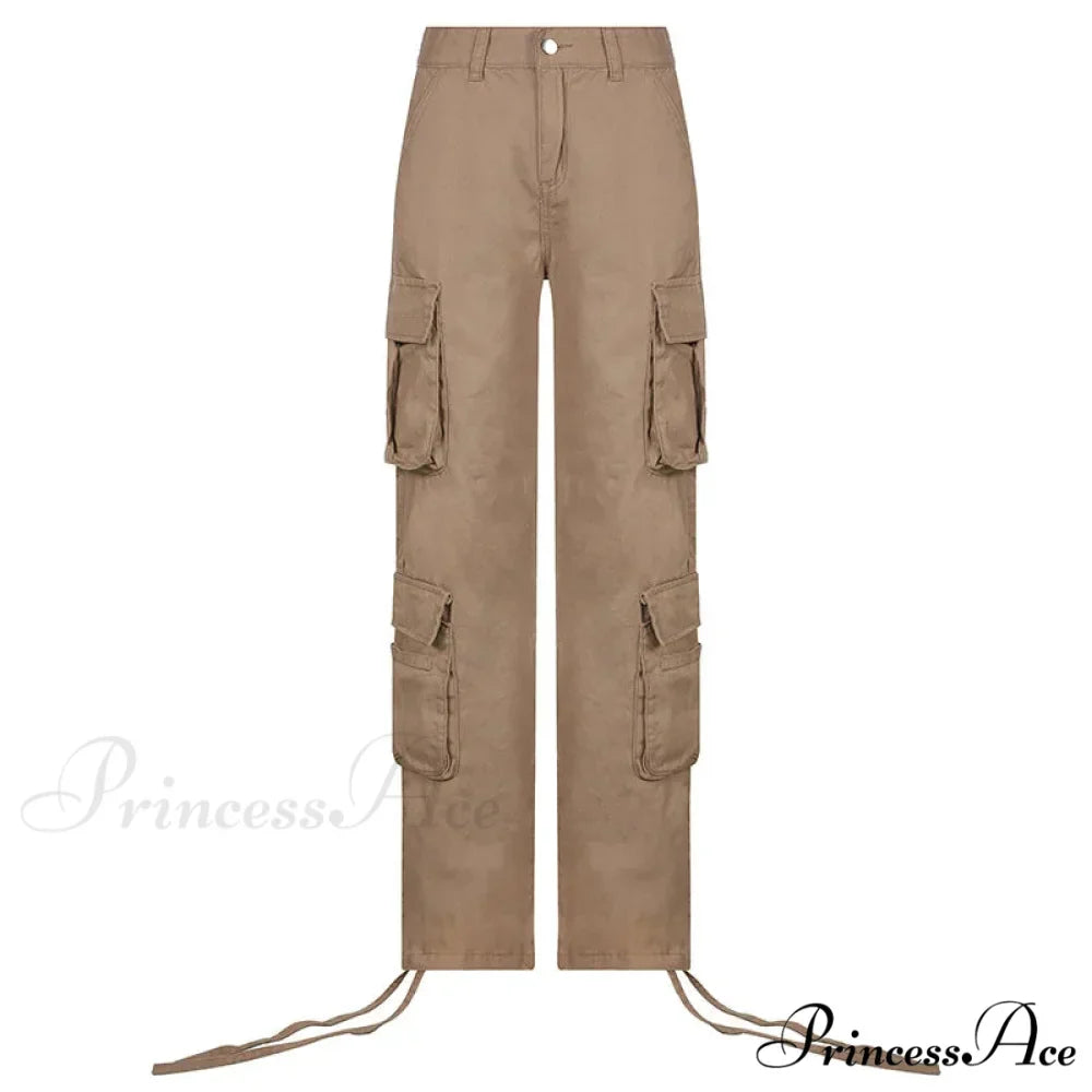 Vintage Cargo Baggy Streetwear Pockets Wide Leg Low Waist Casual Loose Y2k Denim Jean