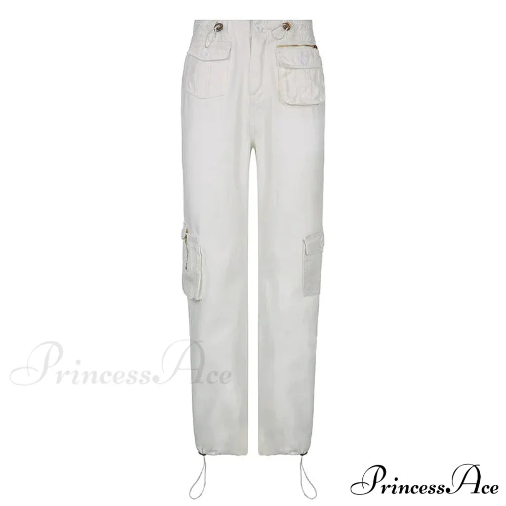 Vintage Cargo Baggy Streetwear Pockets Wide Leg Low Waist Casual Loose Y2k Denim Jean