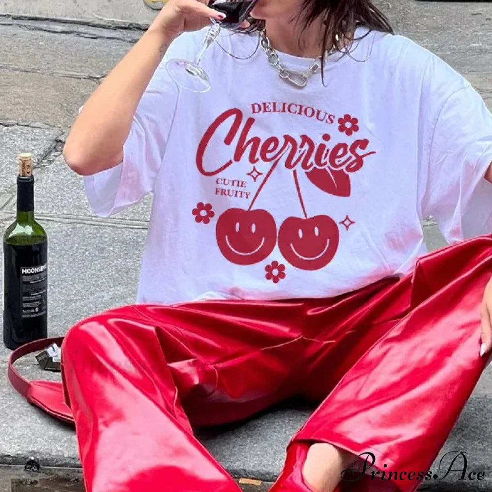 Vintage Cartoon Cherry Graphic T-shirt