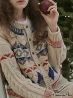 Vintage Christmas Twisted Floral Cardigan