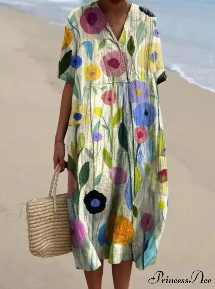 Vintage Circular Pattern Bohemian Flower Dress