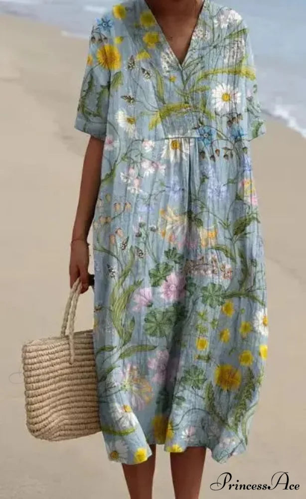 Vintage Circular Pattern Bohemian Flower Dress