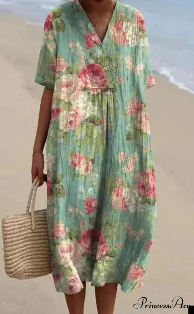 Vintage Circular Pattern Bohemian Flower Dress