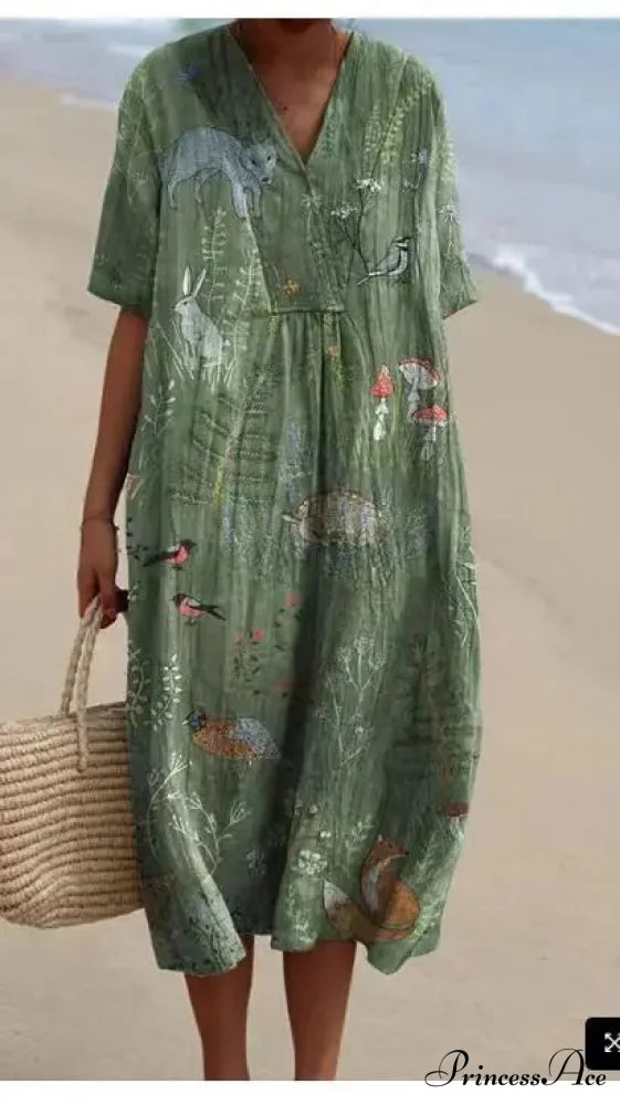 Vintage Circular Pattern Bohemian Flower Dress