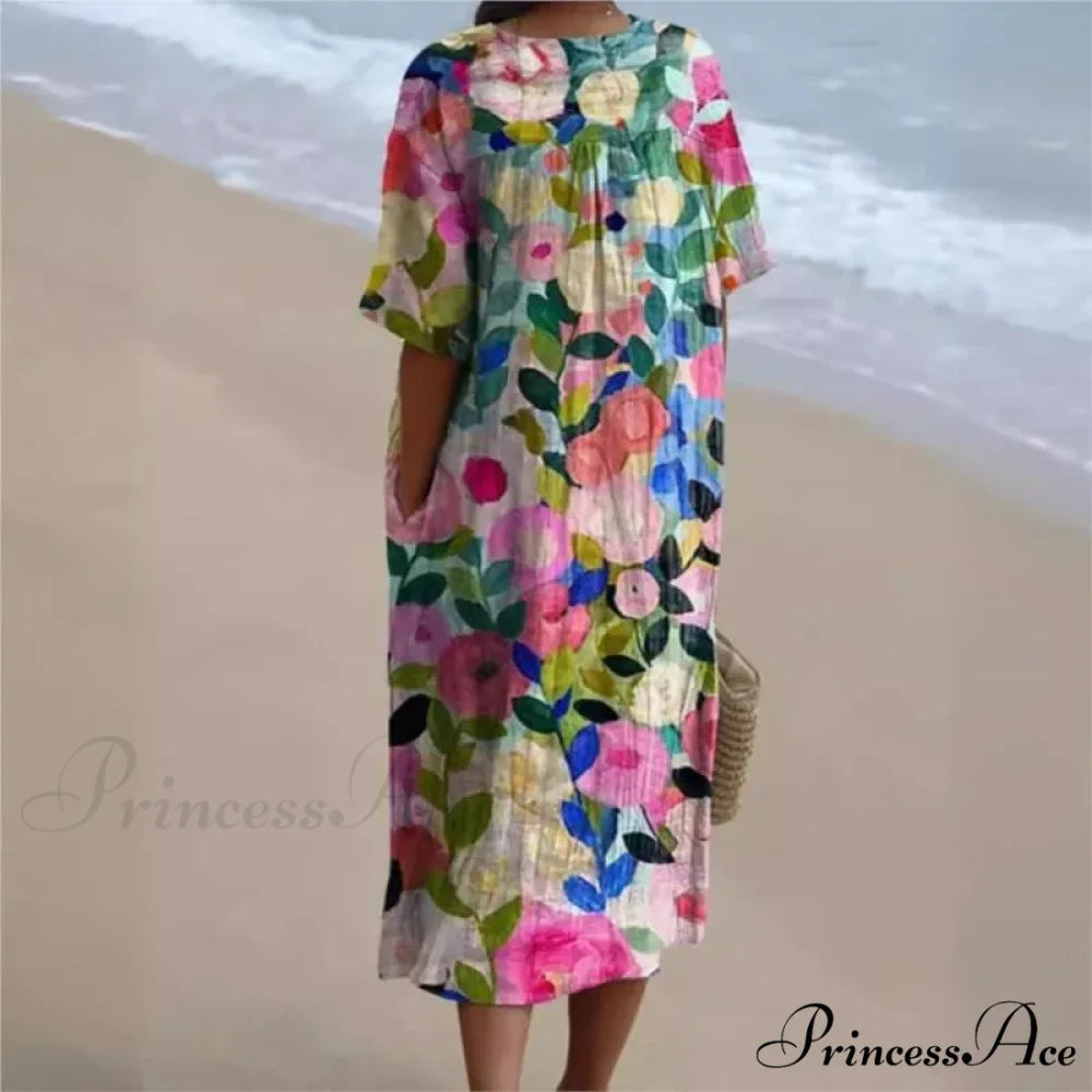 Vintage Circular Pattern Bohemian Flower Dress