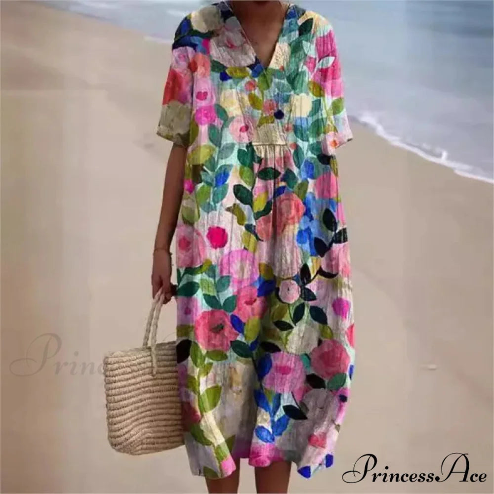 Vintage Circular Pattern Bohemian Flower Dress