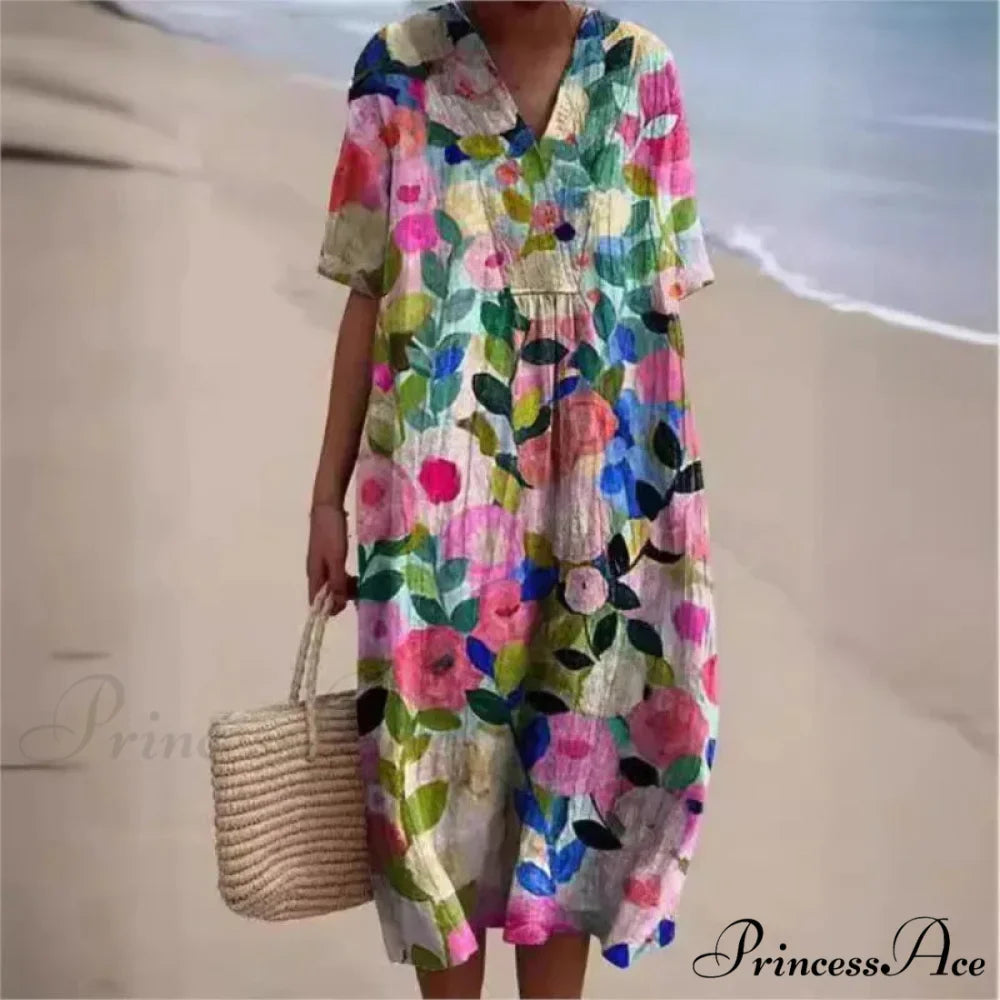 Vintage Circular Pattern Bohemian Flower Dress