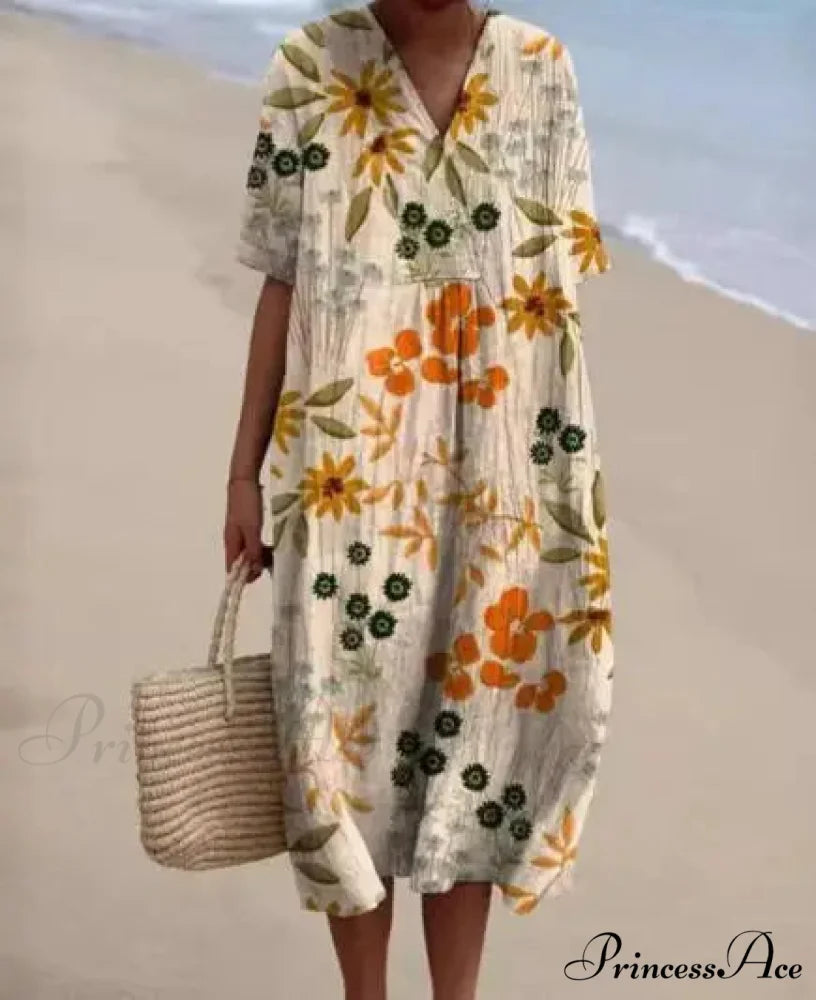 Vintage Circular Pattern Bohemian Flower Dress