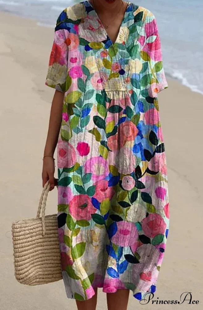 Vintage Circular Pattern Bohemian Flower Dress