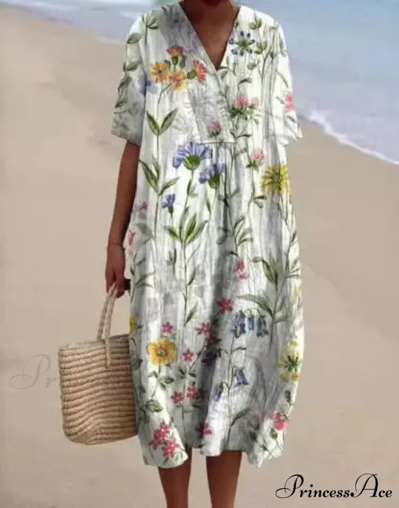 Vintage Circular Pattern Bohemian Flower Dress