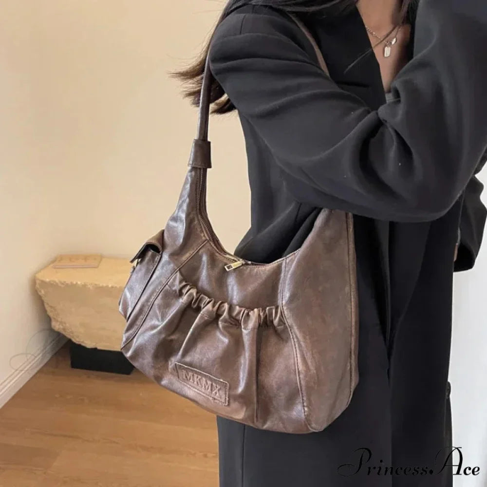 Vintage Cold Weather Leather Armpit Shoulder Bag