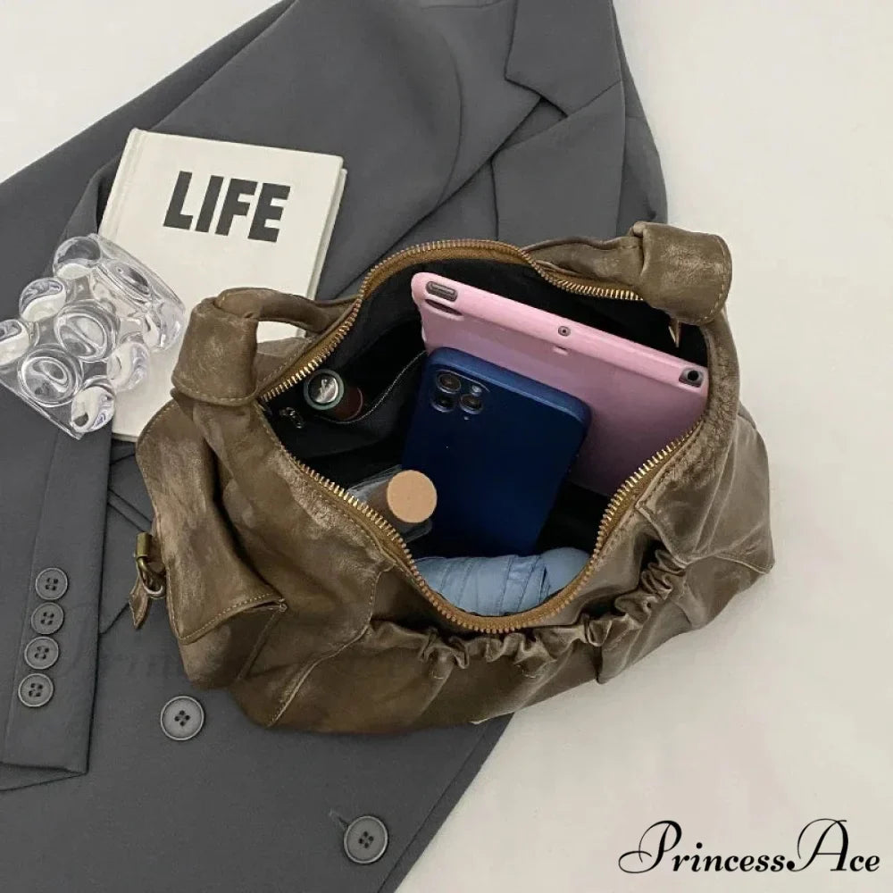 Vintage Cold Weather Leather Armpit Shoulder Bag