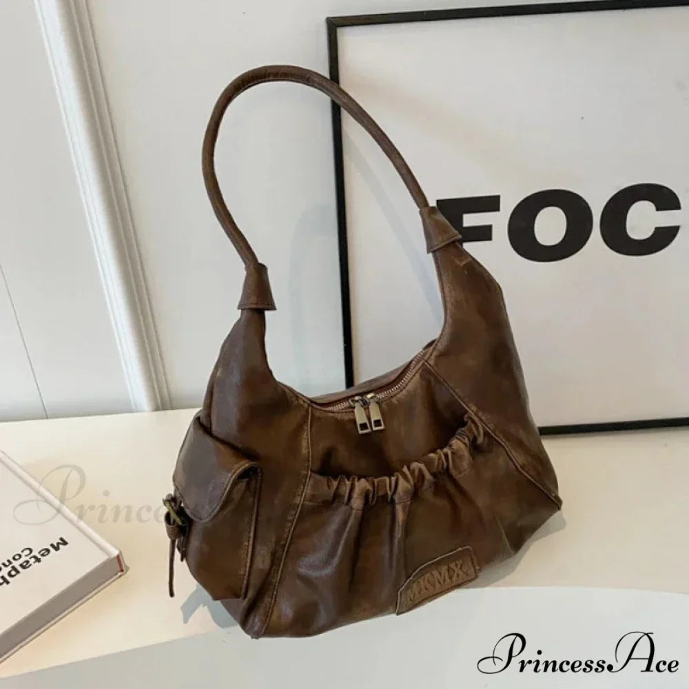 Vintage Cold Weather Leather Armpit Shoulder Bag