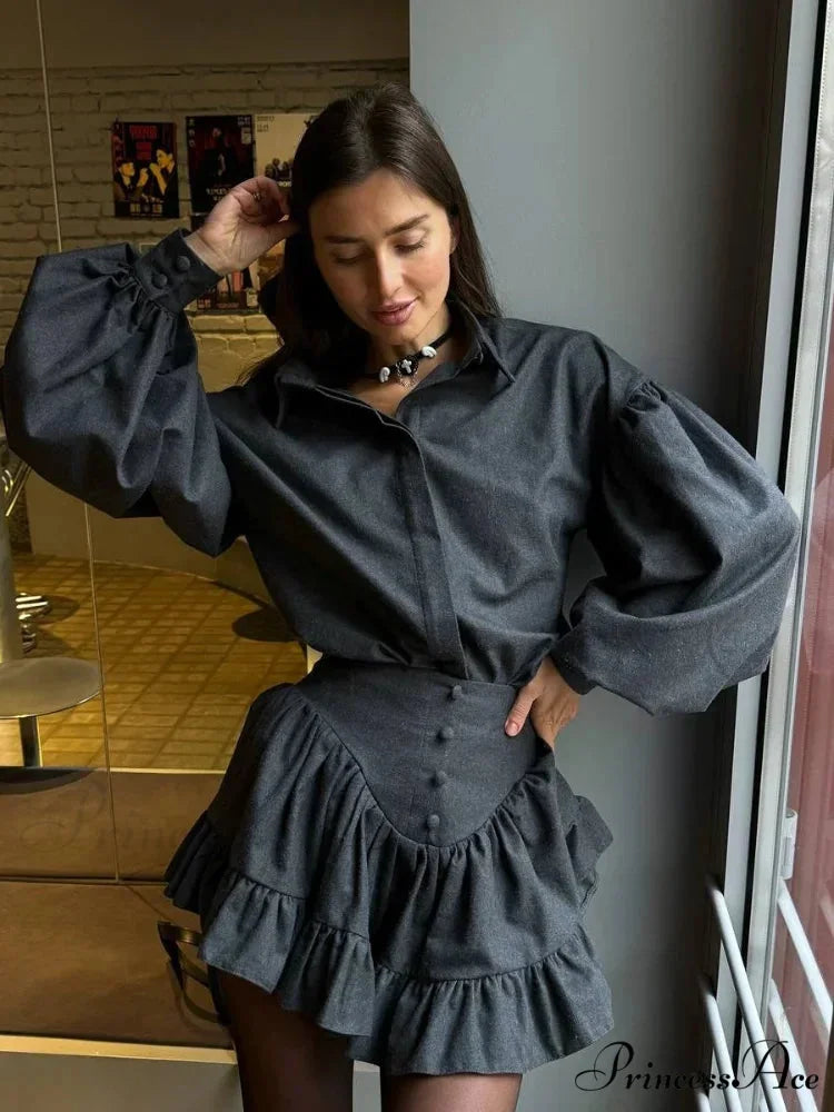 Vintage Collar Baggy Bishop Sleeve Top