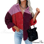 Vintage Color Block Patchwork Corduroy Shirt