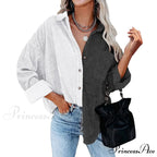 Vintage Color Block Patchwork Corduroy Shirt