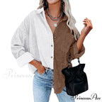 Vintage Color Block Patchwork Corduroy Shirt