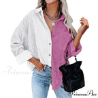 Vintage Color Block Patchwork Corduroy Shirt