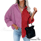 Vintage Color Block Patchwork Corduroy Shirt