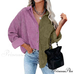 Vintage Color Block Patchwork Corduroy Shirt