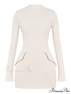 Vintage Cream Stylish Mini Dress