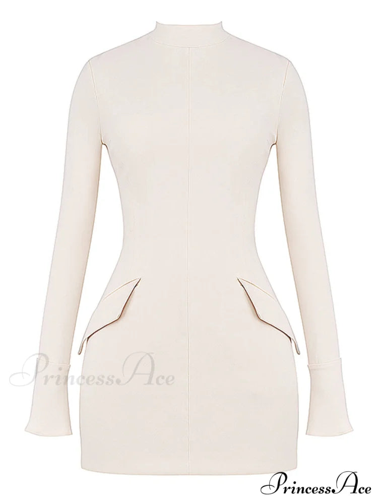 Vintage Cream Stylish Mini Dress