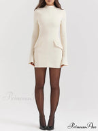 Vintage Cream Stylish Mini Dress