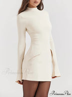 Vintage Cream Stylish Mini Dress