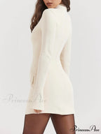 Vintage Cream Stylish Mini Dress