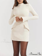 Vintage Cream Stylish Mini Dress