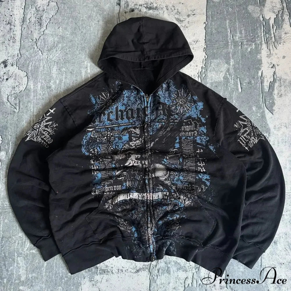 Vintage Design Zipper Hoodie