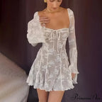 Vintage Dotted Lace Corset Club Party Sheer Mini Dress