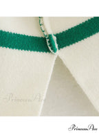 Vintage Elegant Striped Oversized Casual Loose Green Christmas Sweater