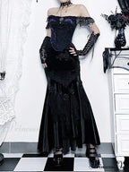 Vintage Elegant Trumpet Women Mall Goth Florals Patchwork High Waist Aesthetic Fairycore Skirt