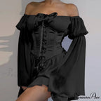 Vintage Flare Sleeve Party Bandage Mini Dress