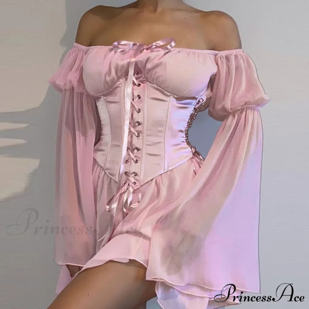 Vintage Flare Sleeve Party Bandage Mini Dress